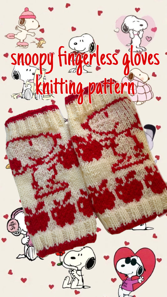 Snoopy fingerless gloves-KNITTING PATTERN