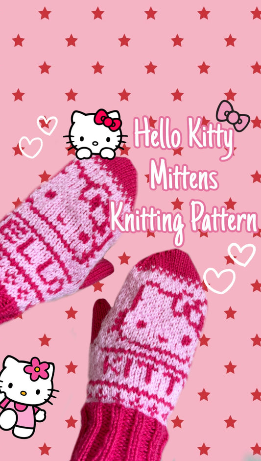 Hello Kitty Mittens KNITTING PATTERN